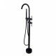 Euro Round Nero Black Freestanding Bath Mixer Taps With Hand held Shower Tapware Bathtub Filler